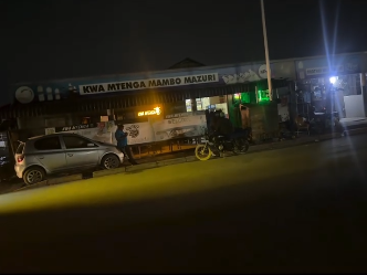 Kwa Mtenga Mambo Mazuri — night exterior