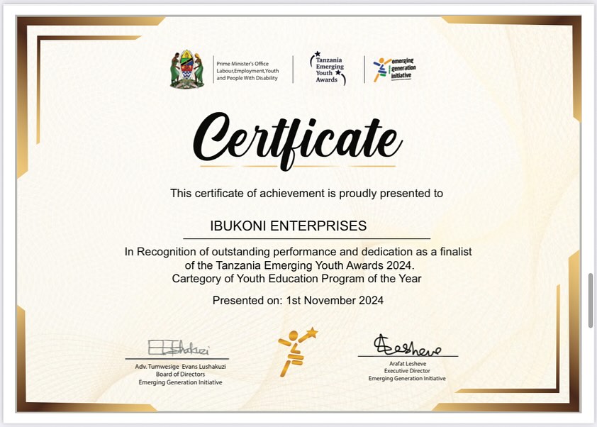 TEYA recognition — Ibukoni Enterprises