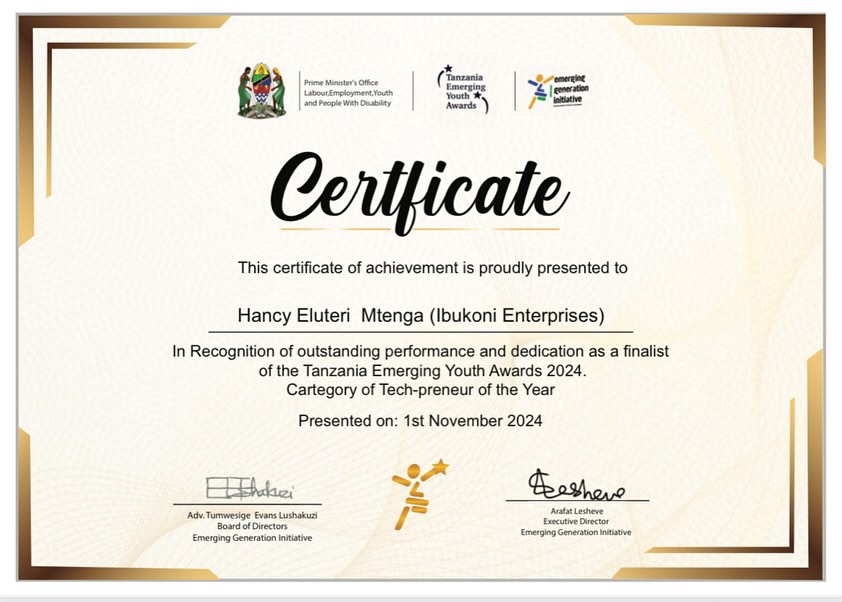 TEYA recognition — Ibukoni Enterprises